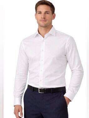 Bar III White Dress Shirt Slim Fit Stretch L 16–16.5 34–35(A215)✨
